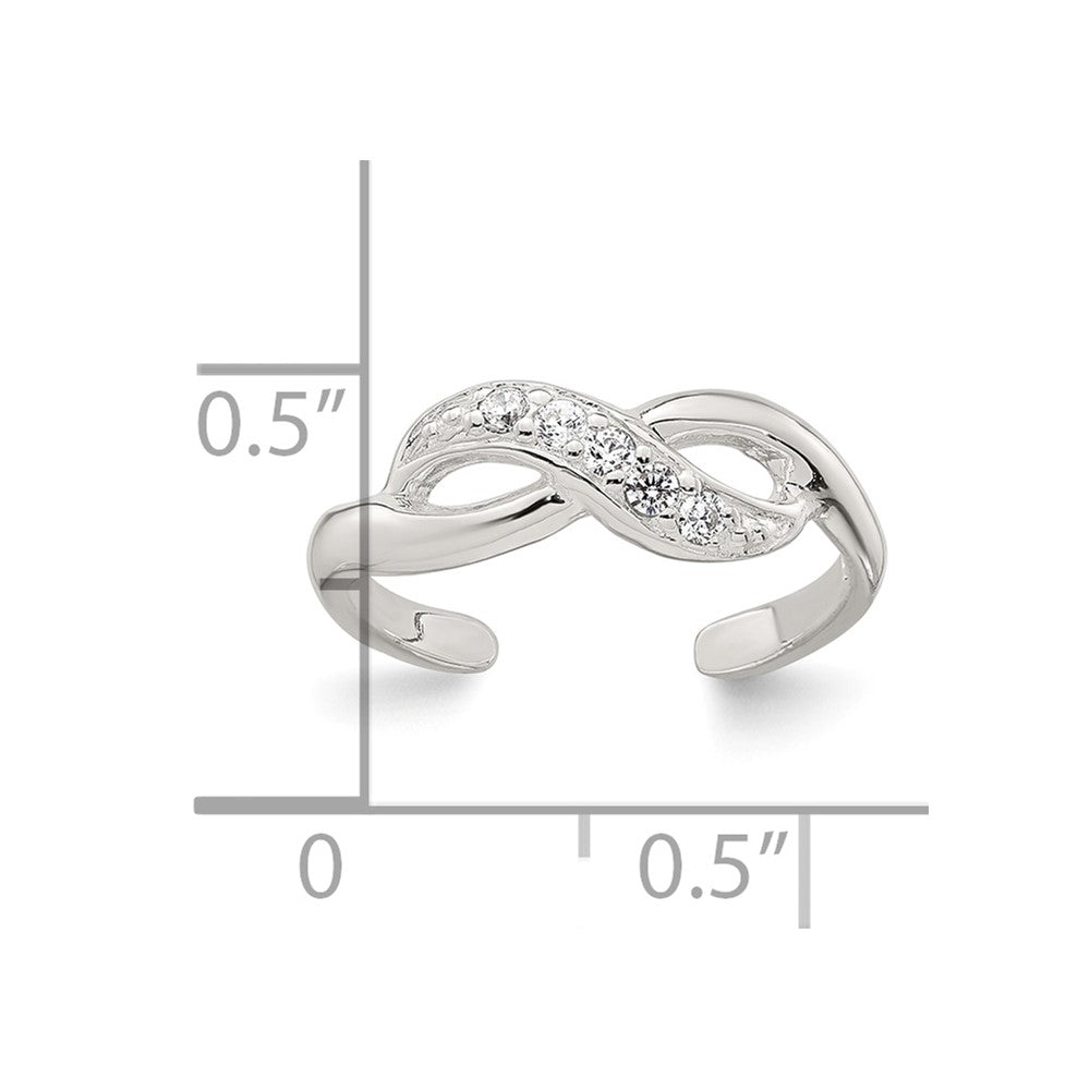 Sterlingsilber Poliert Zirkonia Unendlichkeit Verstellbar Zehenring