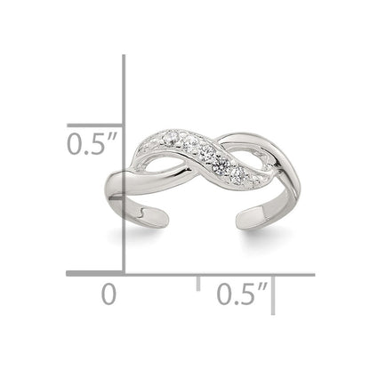 Sterlingsilber Poliert Zirkonia Unendlichkeit Verstellbar Zehenring