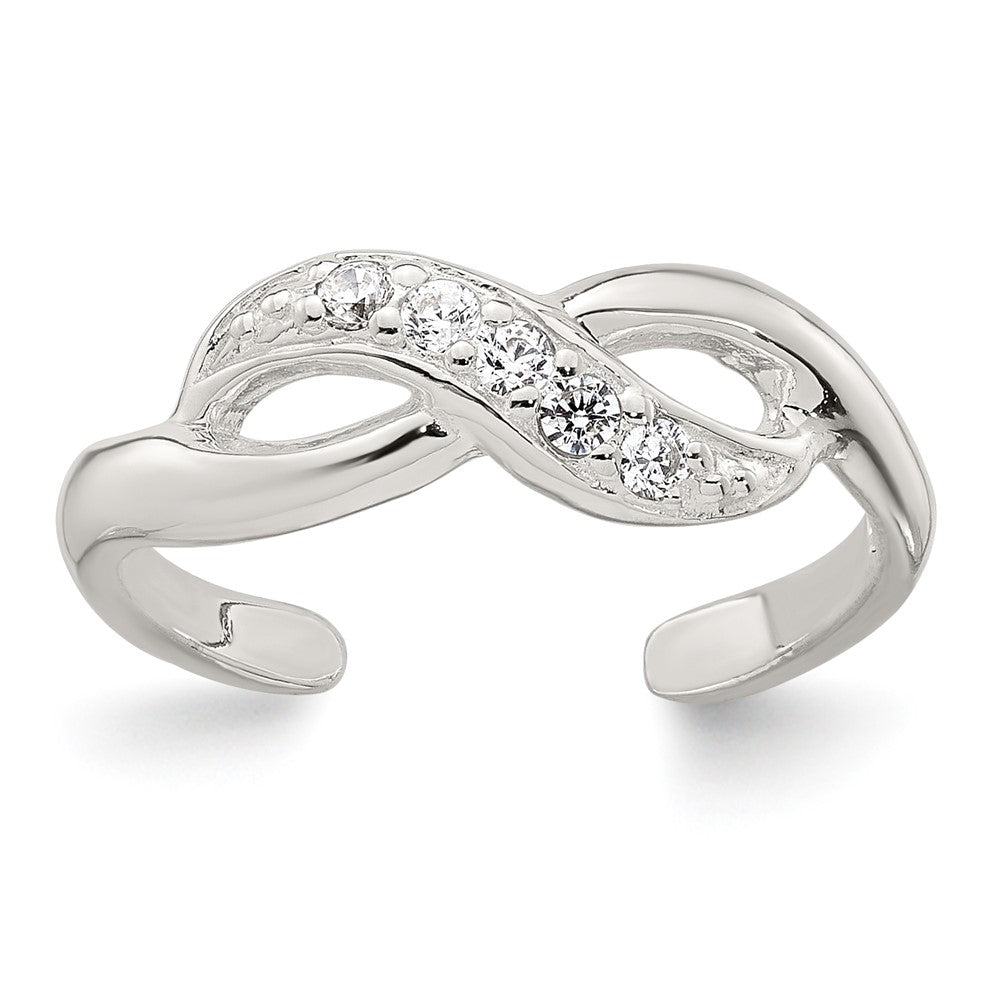 Sterlingsilber Poliert Zirkonia Unendlichkeit Verstellbar Zehenring