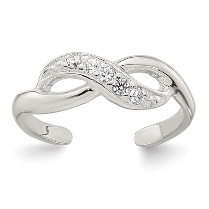 Sterlingsilber Poliert Zirkonia Unendlichkeit Verstellbar Zehenring