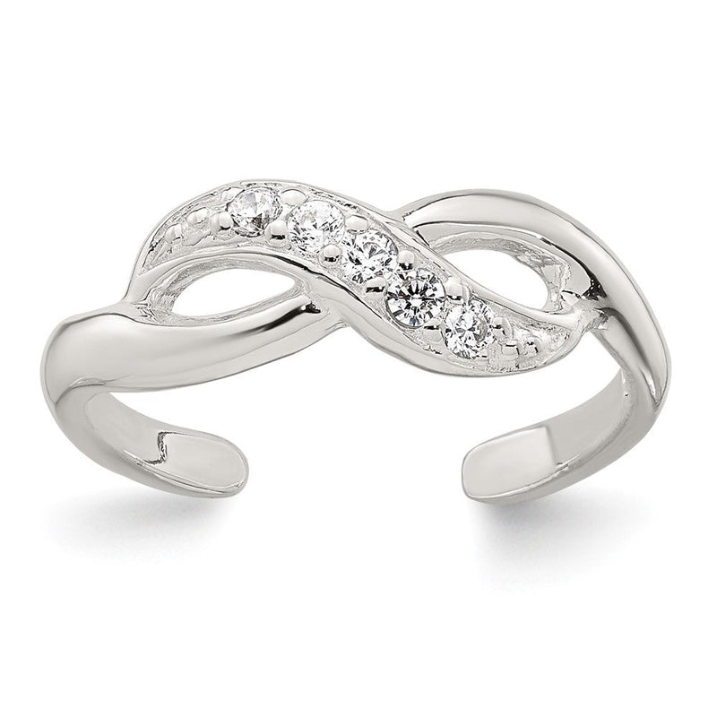Sterlingsilber Poliert Zirkonia Unendlichkeit Verstellbar Zehenring