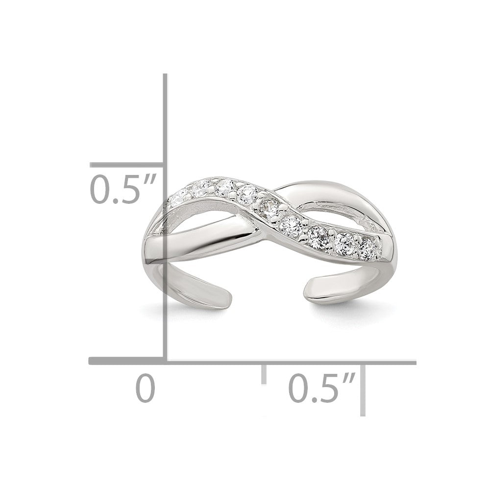Sterlingsilber Poliert Zirkonia Unendlichkeit Verstellbar Zehenring