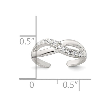 Sterlingsilber Poliert Zirkonia Unendlichkeit Verstellbar Zehenring