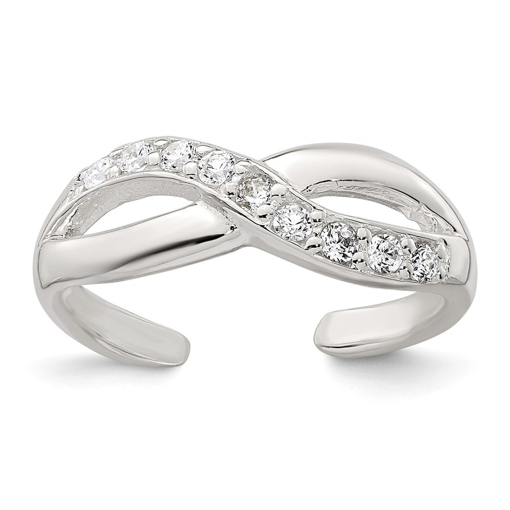 Sterlingsilber Poliert Zirkonia Unendlichkeit Verstellbar Zehenring