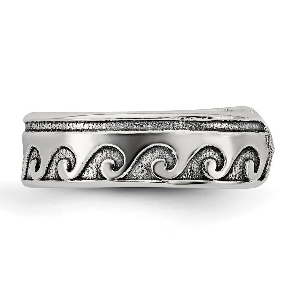 Sterlingsilber Poliert und Antikisiert Waves Zehenring