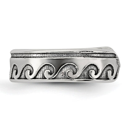 Sterlingsilber Poliert und Antikisiert Waves Zehenring