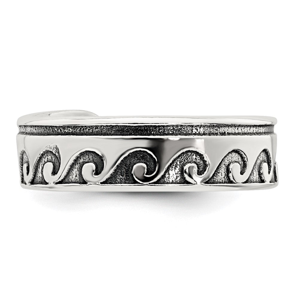 Sterlingsilber Poliert und Antikisiert Waves Zehenring