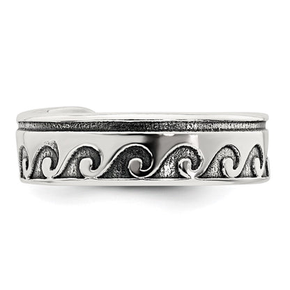 Sterlingsilber Poliert und Antikisiert Waves Zehenring