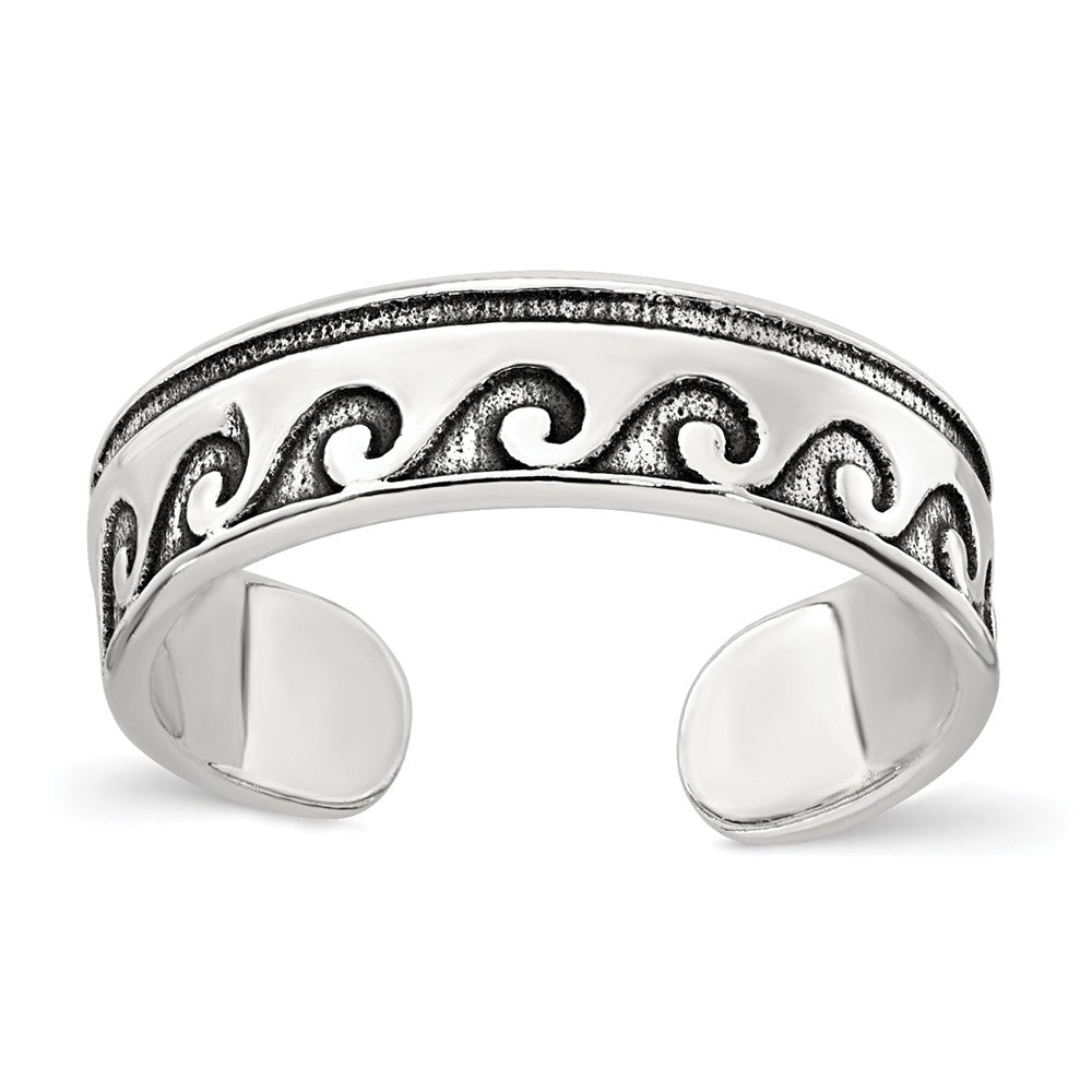 Sterlingsilber Poliert und Antikisiert Waves Zehenring