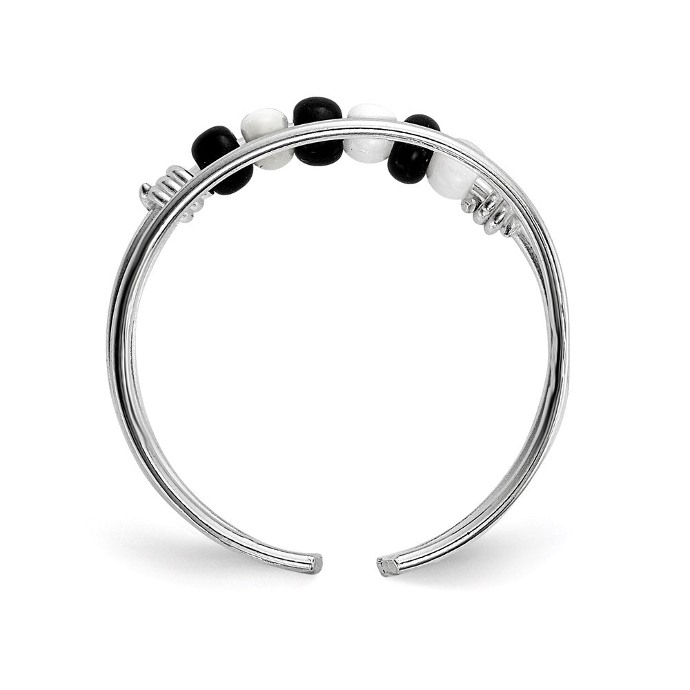 Sterlingsilber Schwarz & Weiß Gekugelt Zehenring