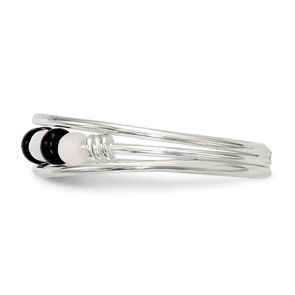 Sterlingsilber Schwarz & Weiß Gekugelt Zehenring