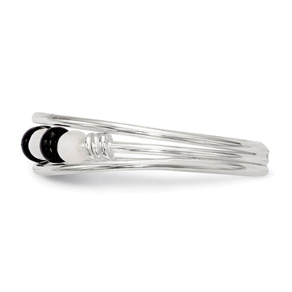 Sterlingsilber Schwarz & Weiß Gekugelt Zehenring