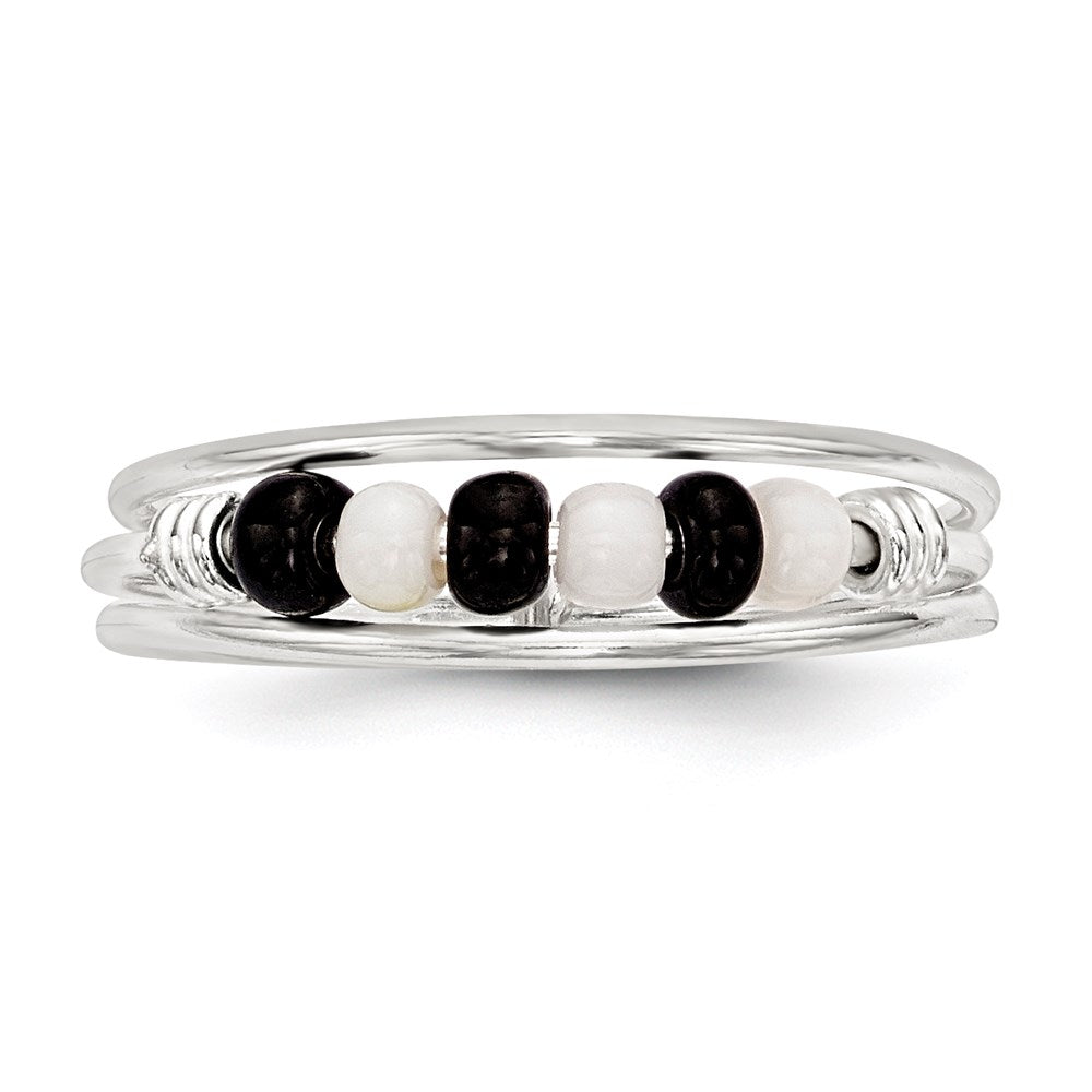 Sterlingsilber Schwarz & Weiß Gekugelt Zehenring