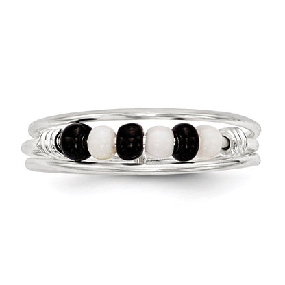 Sterlingsilber Schwarz & Weiß Gekugelt Zehenring