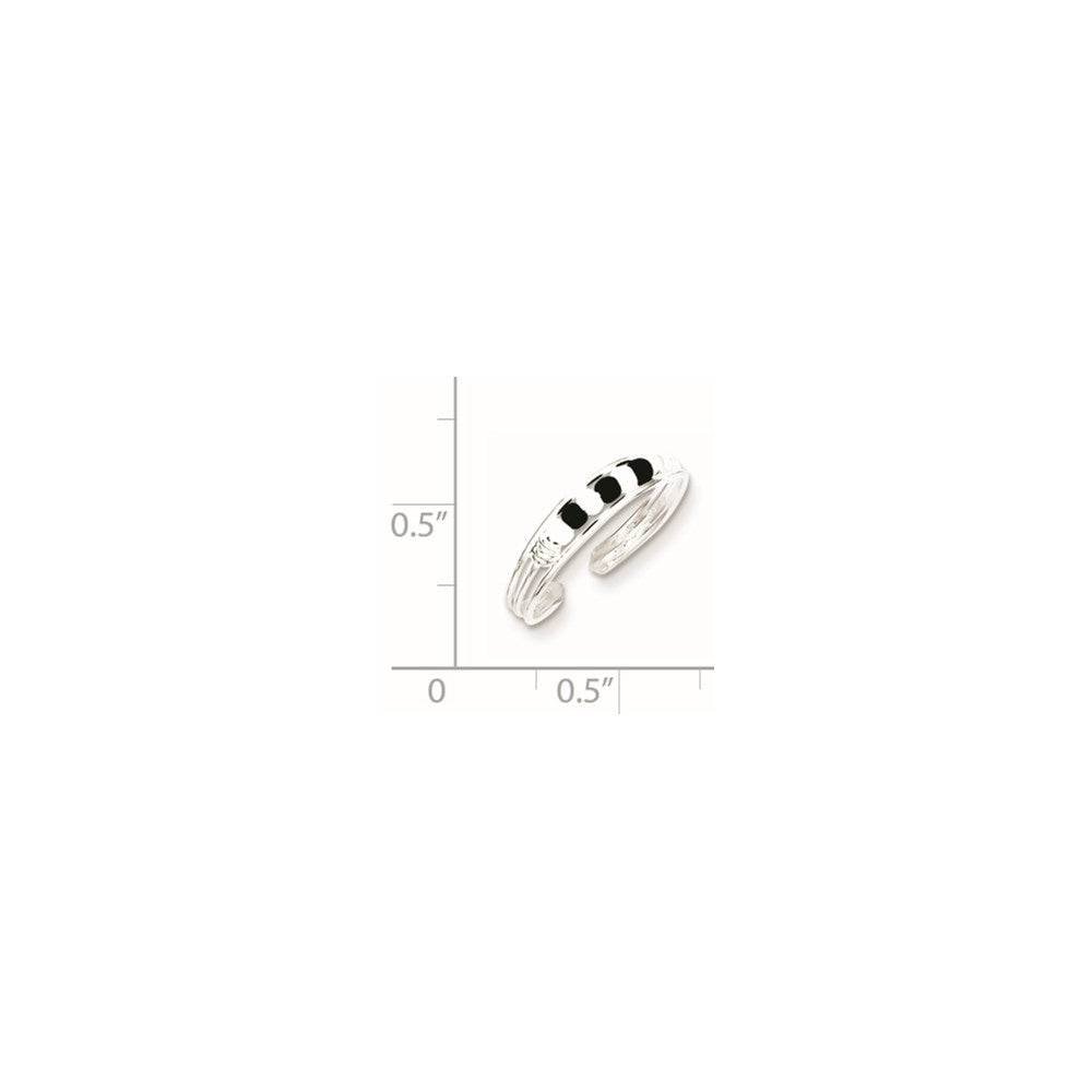 Sterlingsilber Schwarz & Weiß Gekugelt Zehenring