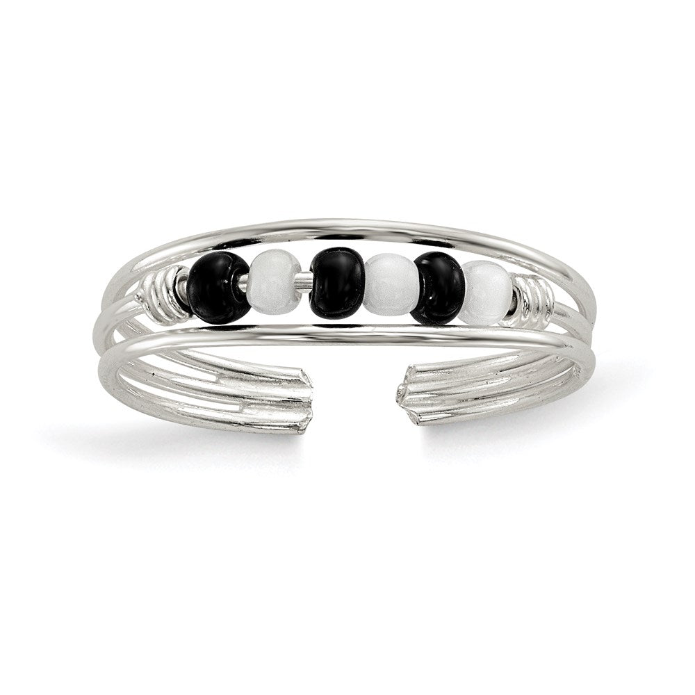 Sterlingsilber Schwarz & Weiß Gekugelt Zehenring