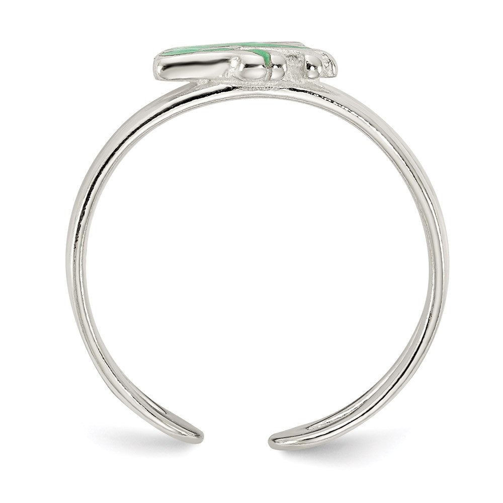 Sterlingsilber Grün Emailliert Frosch Zehenring
