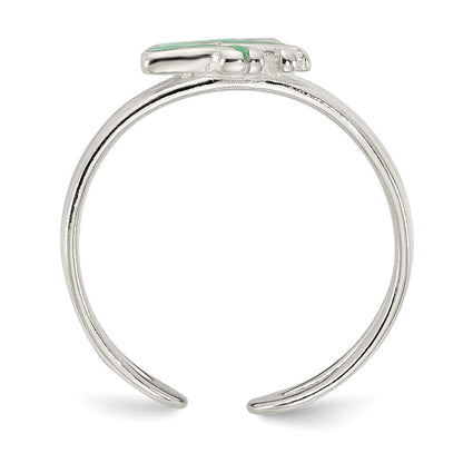 Sterlingsilber Grün Emailliert Frosch Zehenring
