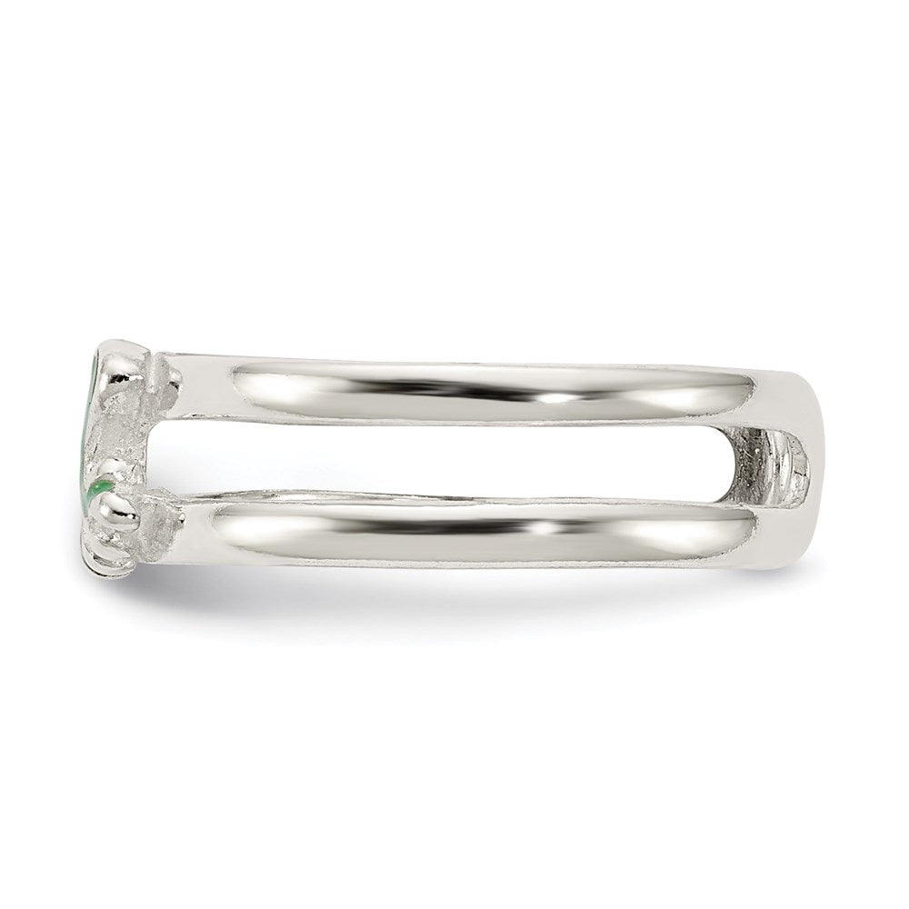 Sterlingsilber Grün Emailliert Frosch Zehenring