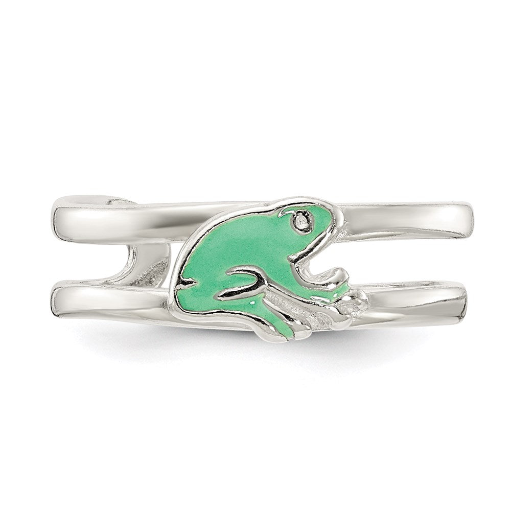 Sterlingsilber Grün Emailliert Frosch Zehenring