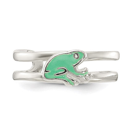 Sterlingsilber Grün Emailliert Frosch Zehenring