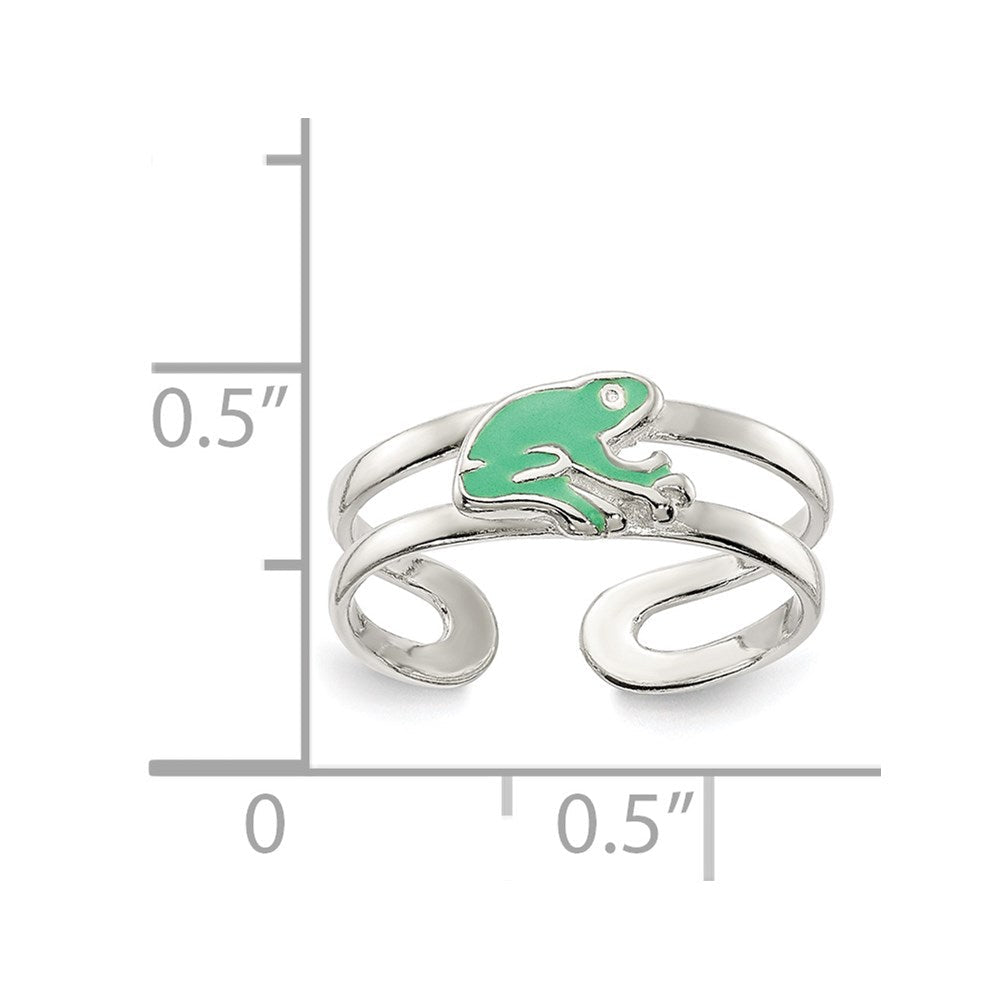 Sterlingsilber Grün Emailliert Frosch Zehenring