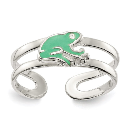 Sterlingsilber Grün Emailliert Frosch Zehenring