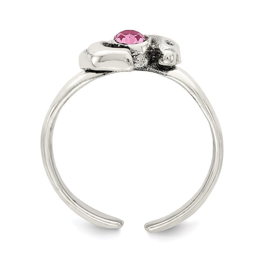 Sterlingsilber Antikisiert Rosa Zirkonia Delfin Zehenring