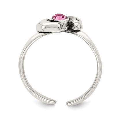 Sterlingsilber Antikisiert Rosa Zirkonia Delfin Zehenring