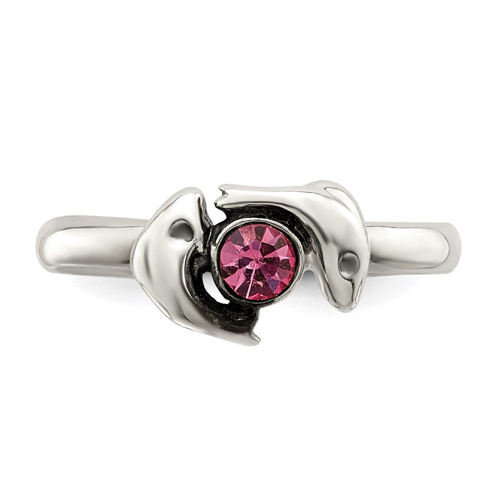Sterlingsilber Antikisiert Rosa Zirkonia Delfin Zehenring