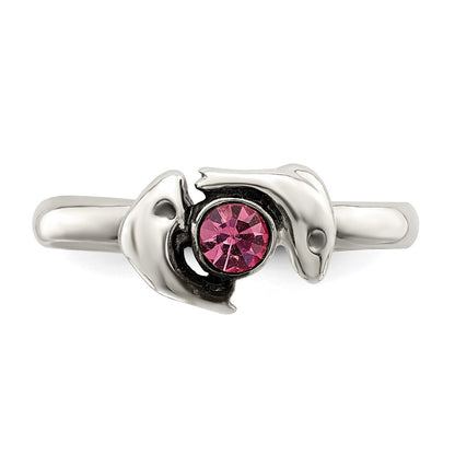 Sterlingsilber Antikisiert Rosa Zirkonia Delfin Zehenring