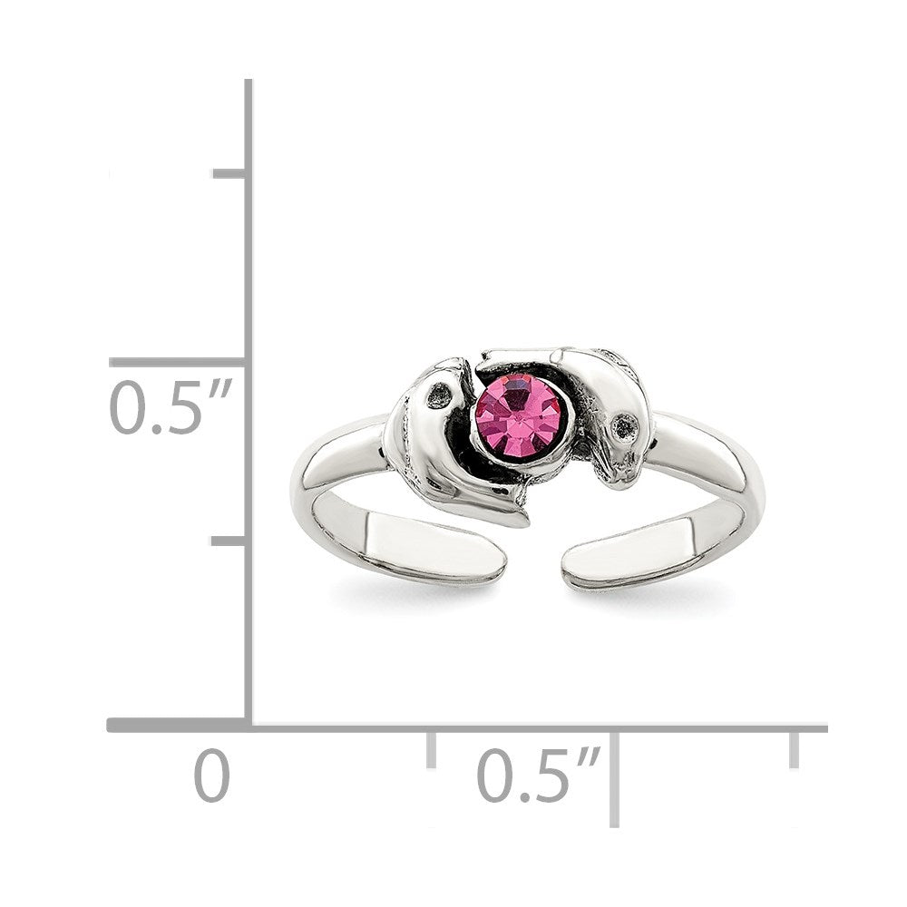 Sterlingsilber Antikisiert Rosa Zirkonia Delfin Zehenring
