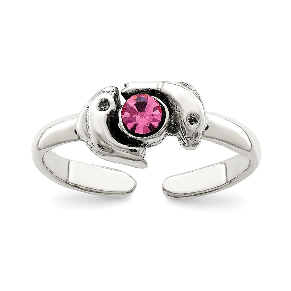 Sterlingsilber Antikisiert Rosa Zirkonia Delfin Zehenring