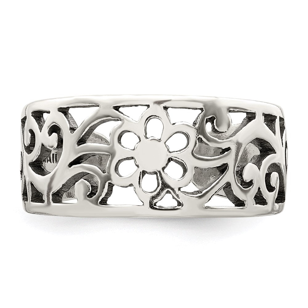 Sterlingsilber Antikisiert Blumen Zehenring