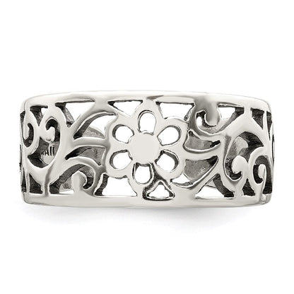 Sterlingsilber Antikisiert Blumen Zehenring