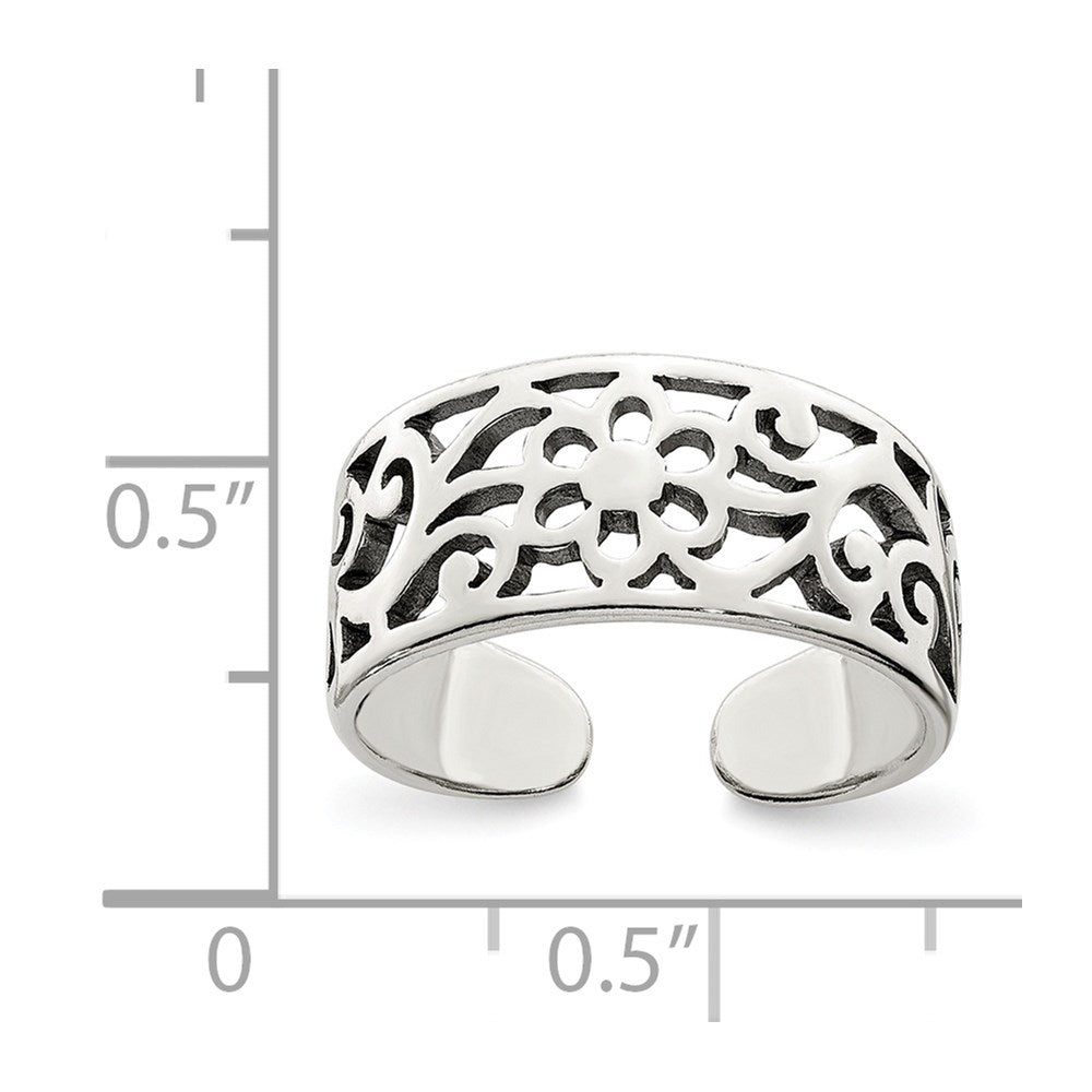 Sterlingsilber Antikisiert Blumen Zehenring