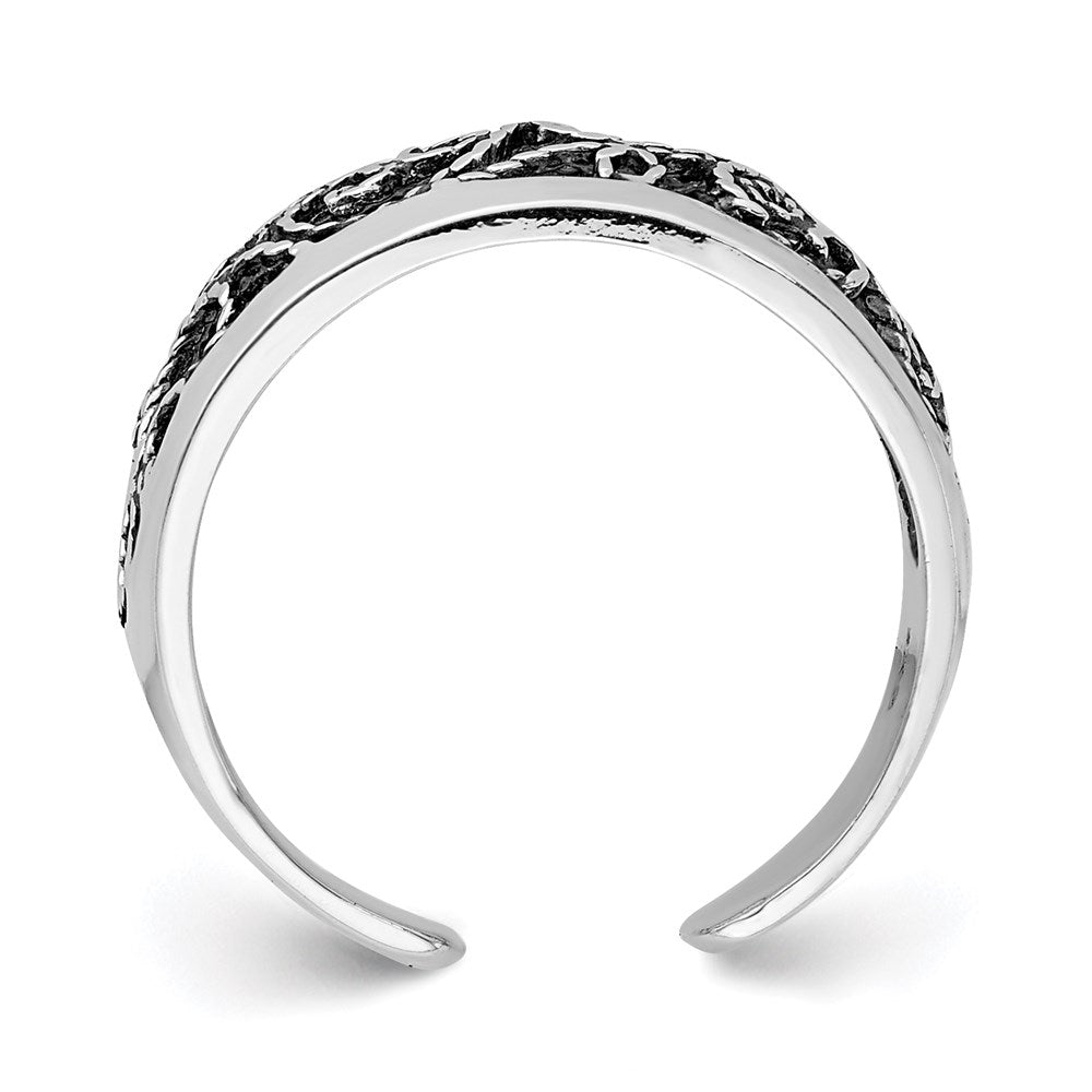 Sterlingsilber Antikisiert Blumen Zehenring