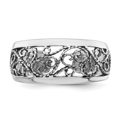 Sterlingsilber Antikisiert Blumen Zehenring