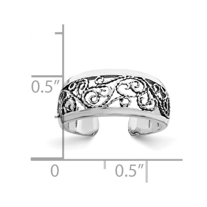Sterlingsilber Antikisiert Blumen Zehenring