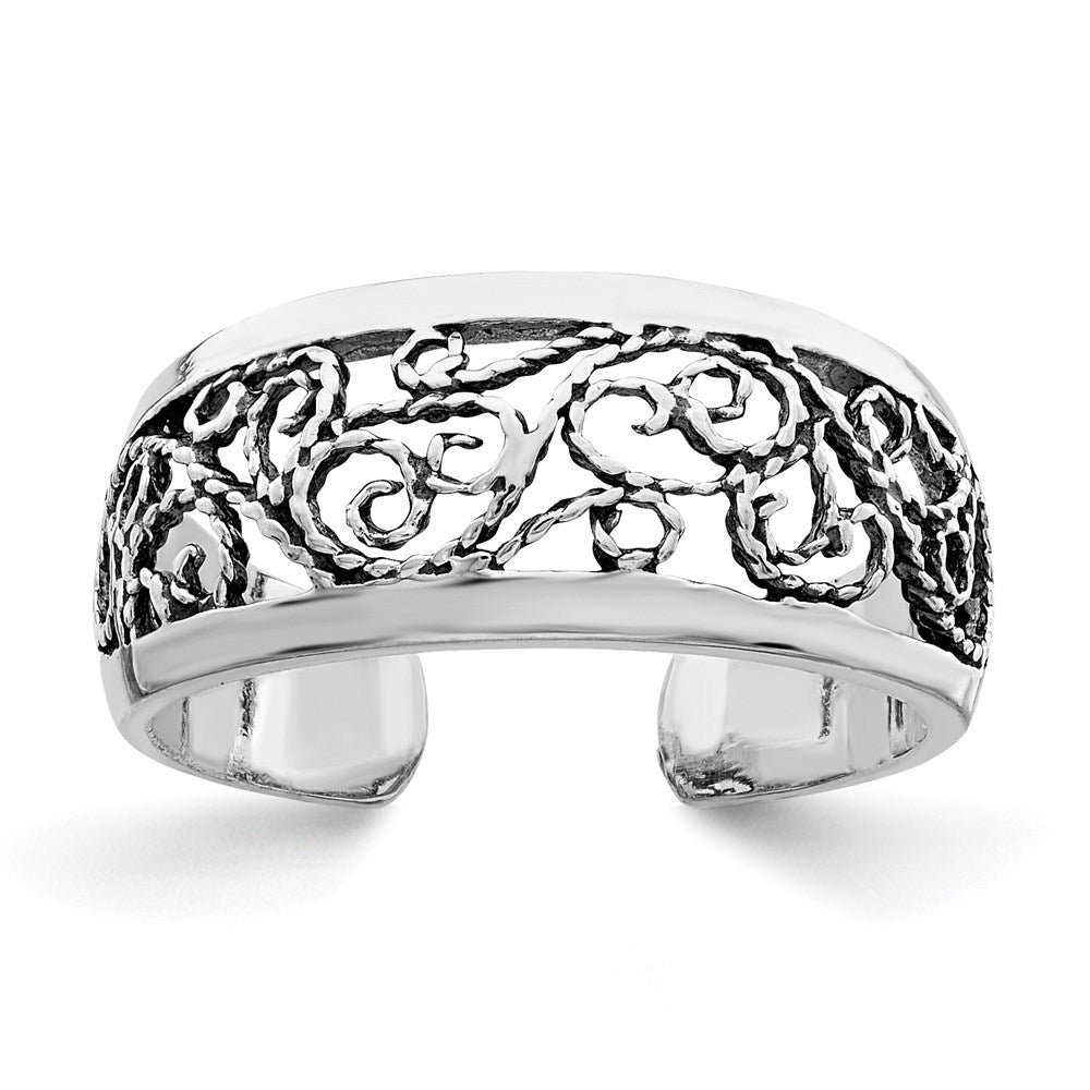 Sterlingsilber Antikisiert Blumen Zehenring