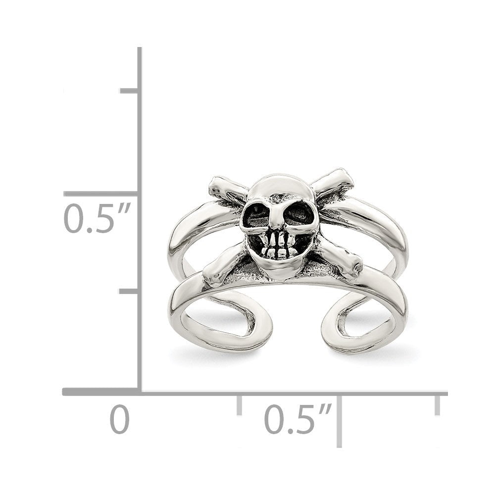 Sterlingsilber Antikisiert Totenkopf Zehenring