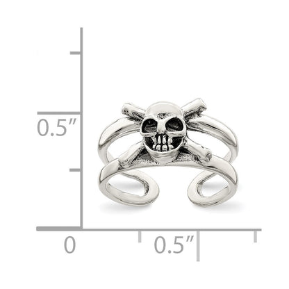Sterlingsilber Antikisiert Totenkopf Zehenring