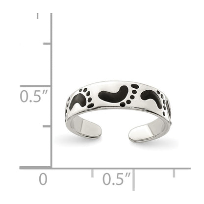 Sterlingsilber Schwarz Emailliert Feet Zehenring