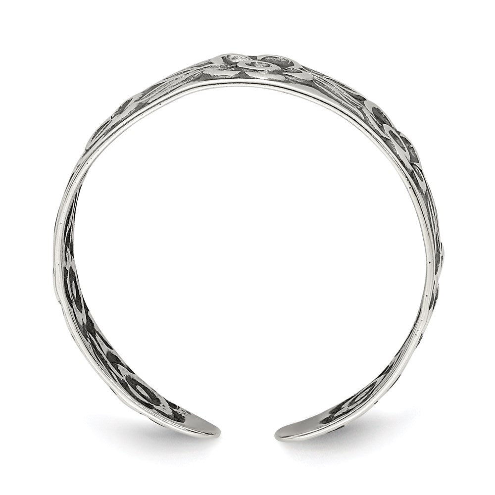 Sterlingsilber Antikisiert Blumen Zehenring