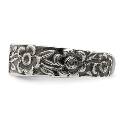 Sterlingsilber Antikisiert Blumen Zehenring