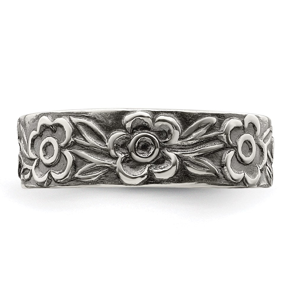 Sterlingsilber Antikisiert Blumen Zehenring