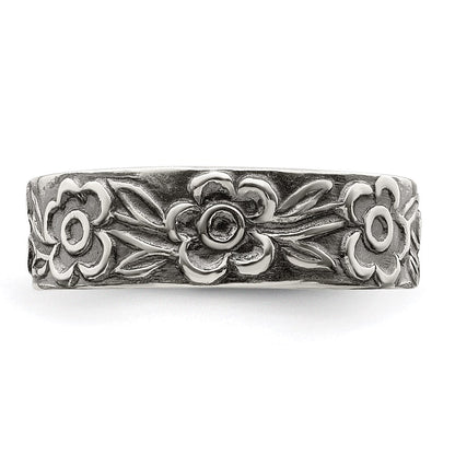 Sterlingsilber Antikisiert Blumen Zehenring