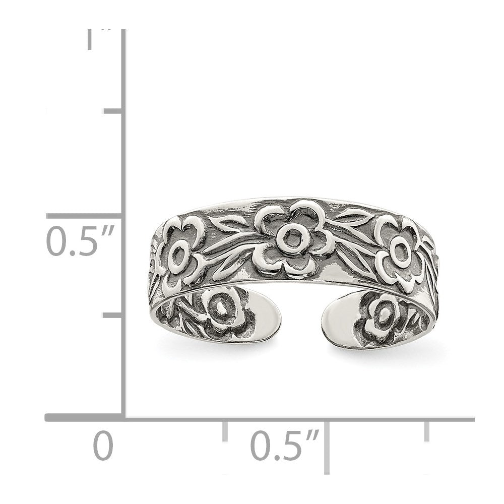 Sterlingsilber Antikisiert Blumen Zehenring