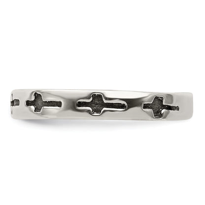 Sterlingsilber Antikisiert Crosses Zehenring