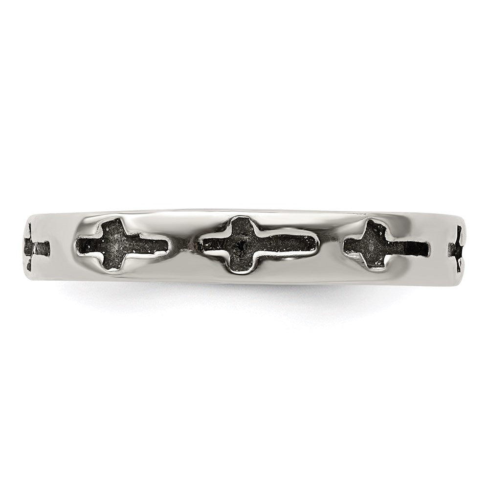 Sterlingsilber Antikisiert Crosses Zehenring